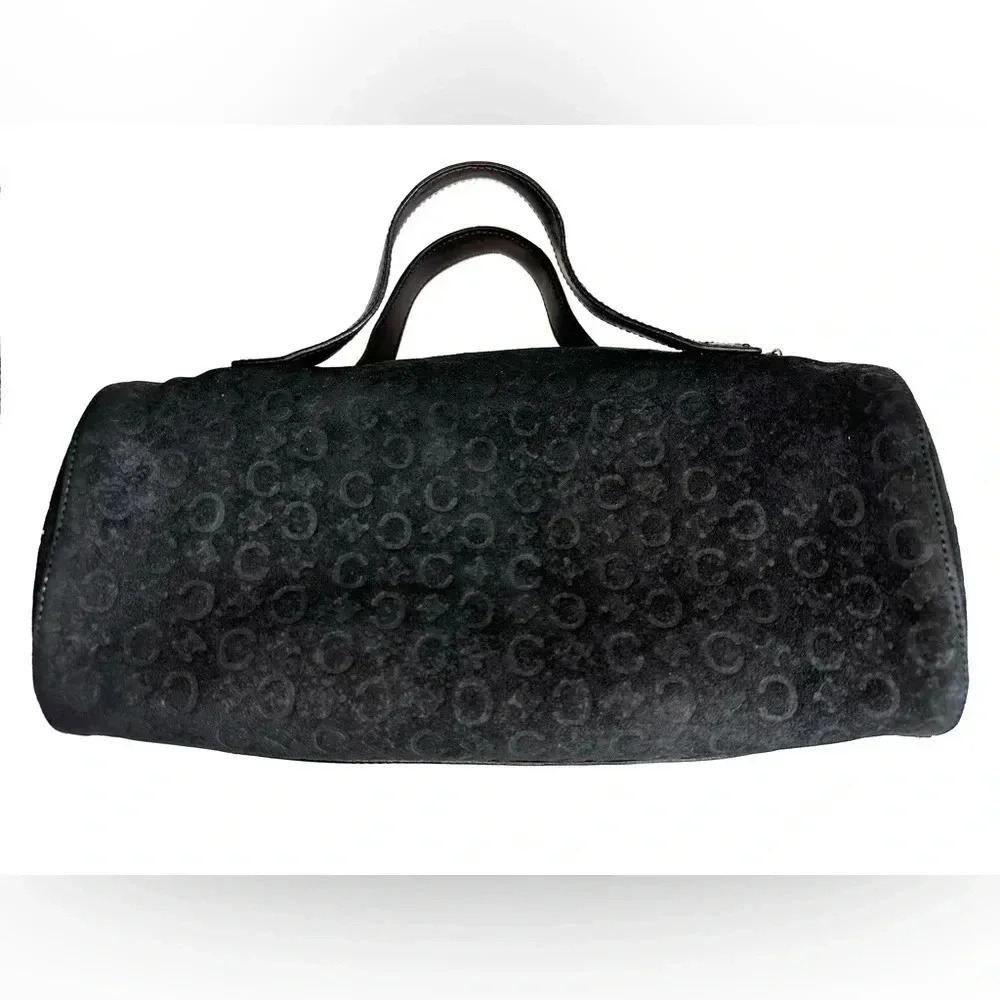 Celine mini embossed suede black barrel bag - EUC